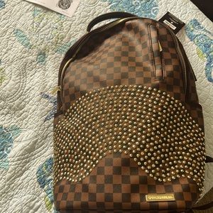 NWT SPRAYGROUND Limited Edition Sharks In Paris Gold Rivit Backpack